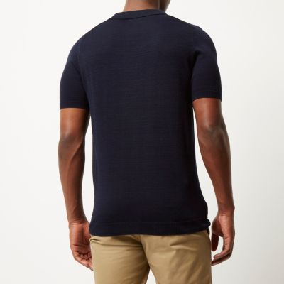 Navy zip-up polo shirt